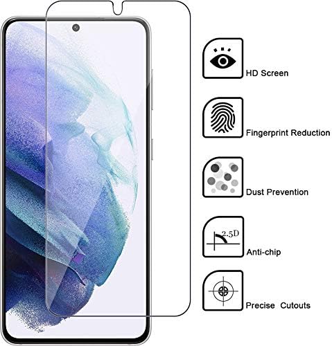 [2+2 Pack] Galaxy S21 Plus Screen Protector Include 2 Pack Tempered Glass Screen Protector + 2 Pack Tempered Glass Camera Lens Protector, Ultrasonic Fingerprint Supported,Compatible for Galaxy S21+