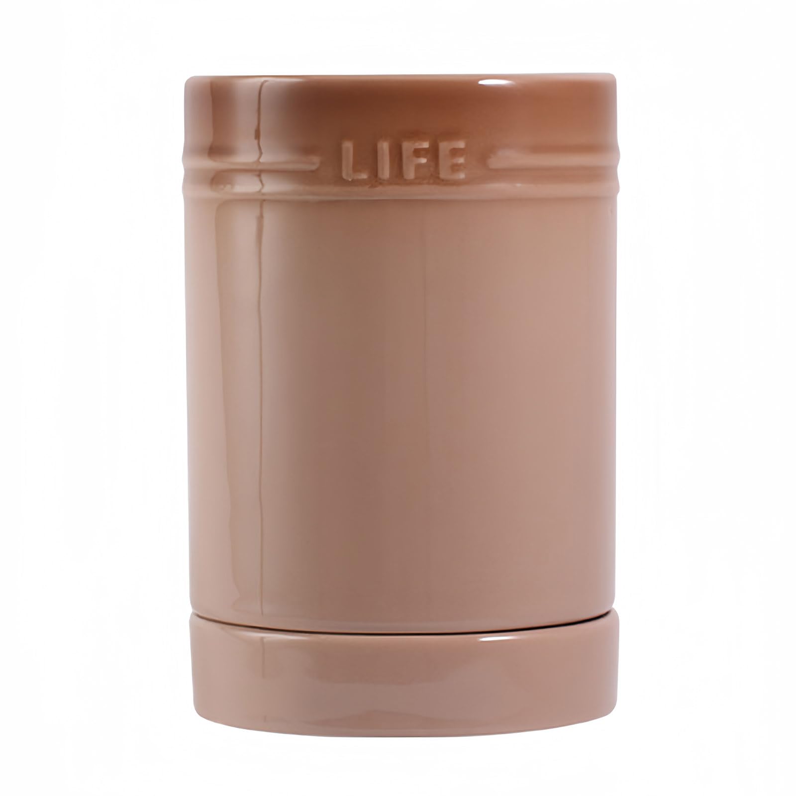 Dowbom Khaki Kitchen Utensil Holder For Countertop, Ceramic Cooking Utensil Crock, Cutlery And Chopstick Holder (, 4")