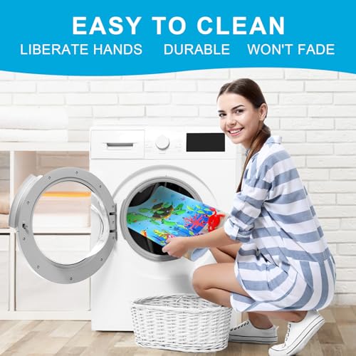 XIYUNTE Baby Bath Mat for Tub Non Slip Kids Bath Mat - 40''x16'' Extra Long Cartoon Bathtub Mat Non Slip Kids Shower Mat Eco-Friendly Toddler Bath Mats with Suction Cups, Machine Washable, Sea Turtle