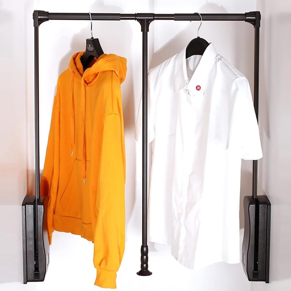 Pull Down Clothes Rail Adjustable 21-47 Inch Wardrobe Lift Large Extendable Cloth Hanger Soft Return Storage System with Aluminium Rod Space,Silver,930x1250mm