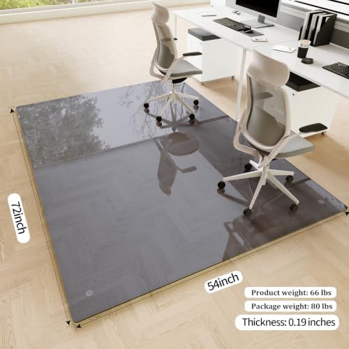 Image of [Tempered Glass] 54 inch x 72 inch Glass Office Chair Mat for Carpet