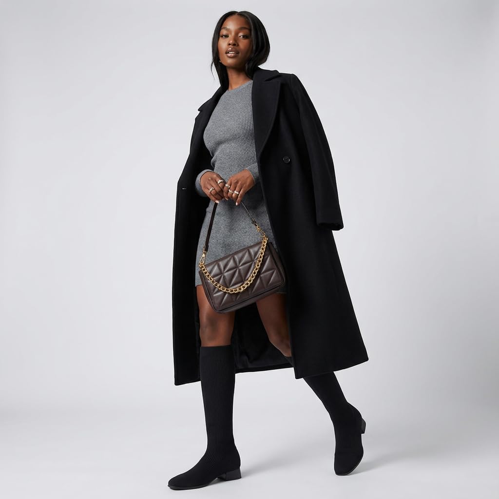 CUSHIONAIRE Rialto Women’s Knee-High Stretch Boot – Slip-On Tall Shaft Boot with Memory Foam & Low Block Heel