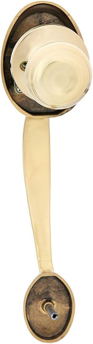 Amazon Basics Classic Exterior Handle Set with Door Knob and Deadbolt, Polished Brass