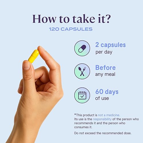 Miniatura 4 de Suplemento de erberina de 1000 mg, 120 cápsulas veganas, 500 mg de extracto de berberina pura por cápsula, sin OMG, sin azúcar y sin gluten