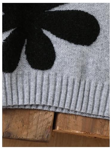 Image of BEAUDRM Girl's Cute Bow Sweater Crew Neck Long Sleeve Drop Shoulder Loose Pullover Tops