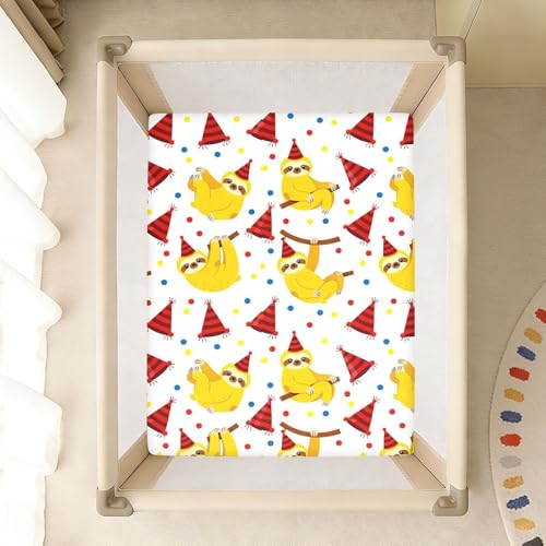 Drap de berceau en coton de qualité supérieure motif paresseux - 8