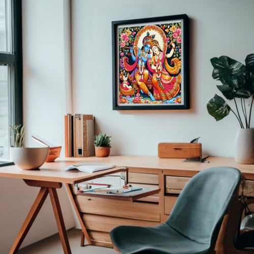Image of Whattacraft! DIY Acrylic Paint by Number Kit for Adults Kids Beginner Number Painting Kit DIY Canvas Painting by Number Wall Decoration DIY Painting Kit for Adults | Krishna Color By Numbers (WAC-34)