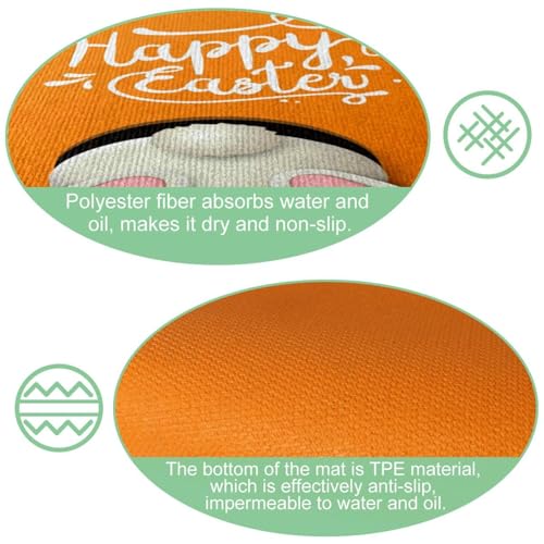 Tapis de cuisine absorbant avec lapin de Pâques lavable et antidérapant - 6