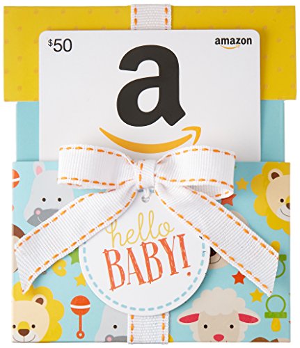 Amazon.com $50 Gift Card in a Hello Baby Reveal (Classic White Card Design)