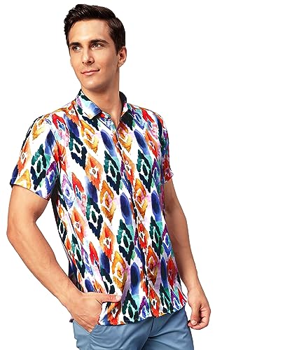 Image of Venisa Men's Cotton Blended Printed Casual Shirt
