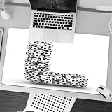 MESHIZIY Gaming Mouse Pad, ratón de Pad 80 x 30 cm,Letra L, Letra L con balones de fútbol en Orden Vertical y Horizontal, en Blanco y Negro,sin Distancia y Mouse Impermeable, para computadora