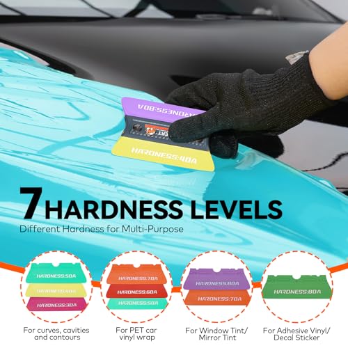 Image of WRAPXPERT Vinyl Wrap Squeegee Vinyl Wrap Tools Felt Squeegee for Car Wrap Magnet Tint Squeegee, 7 Hardness Removable Dual-Side Vinyl Wrapping Kits Window Tint Tools Decal Smoothing Scraper
