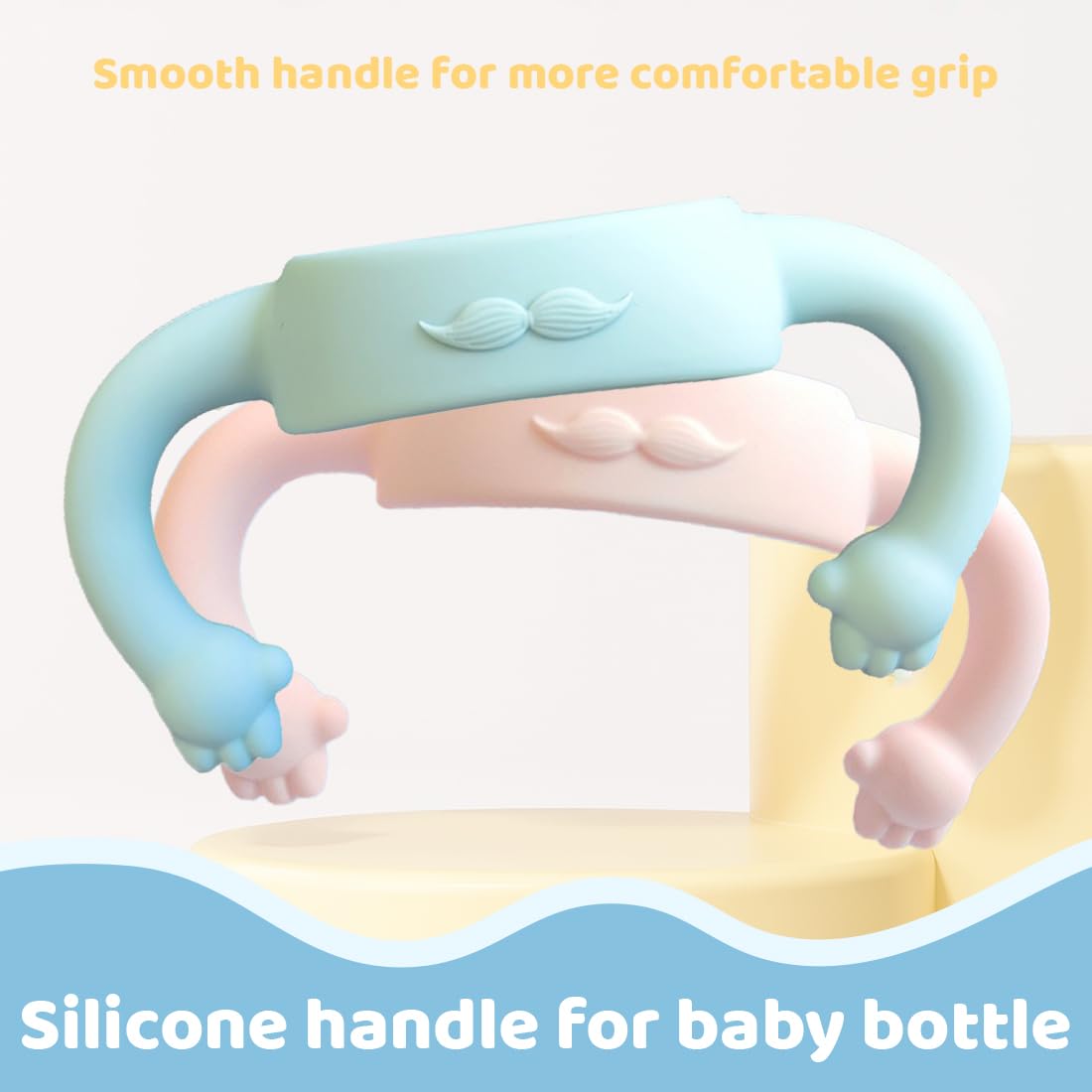 2 Pezzi Manici per Biberon, Impugnatura per Biberon Silicone, Maniglia per Bottiglia di Ampio Calibro, Accessori per bottiglia, per Biberon con Diametro Esterno Superiore a 5.5cm