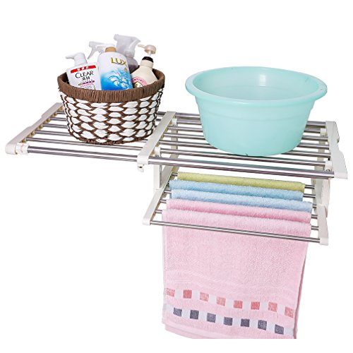 Hershii テンションクローゼット棚 伸縮自在ロッド 高耐久 衣類吊り下げレール 調節可能 DIYストレージオーガナイザー 靴ラック ガレージ バスルーム キッチン 寝室用 2層目で引っ張ることができます