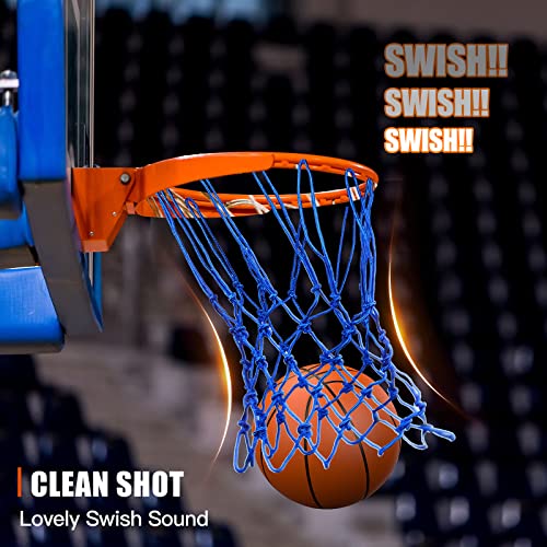2 Pcs Basketball Net Replacement Heavy Duty Basketball Hoop Net Bold Polyester Woven Rope For Indoor And Outdoor, 12 Loops, Blue #TOP5
