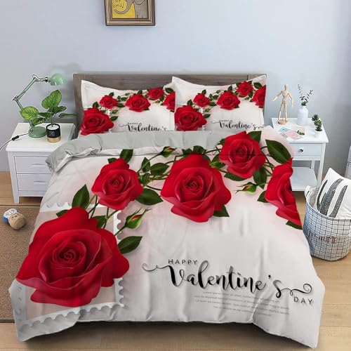 Funda Nordica Cama 180 Flores Ropa de Cama Flores Microfibra Suav Funda Edredon 260x240, Funda Nórdica Rosa y 2 Funda de Almohada 50x80 cm, e2892