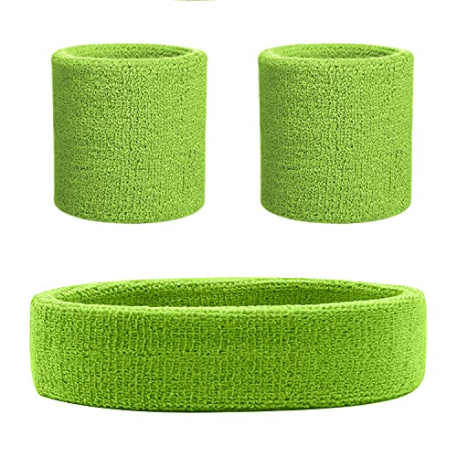 HANERDUN 3PCS Muñequeras y Diadema Sudor Conjunto Hombre Mujer Elásticas - Diadema Deportiva Humedad Sudor para Atletismo, Correr, Ciclismo, Entrenar Gimnasio, Yoga, Baloncesto, Tenis