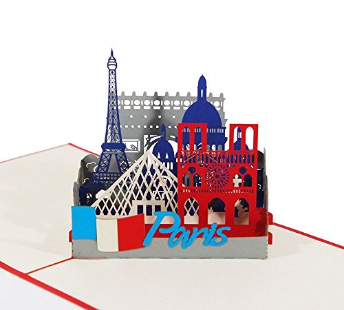 3D KARTE Paris Skyline I Pop-Up Karte als Reisegutschein I Frankreich Souvenir/Andenken in einer Klappkarte
