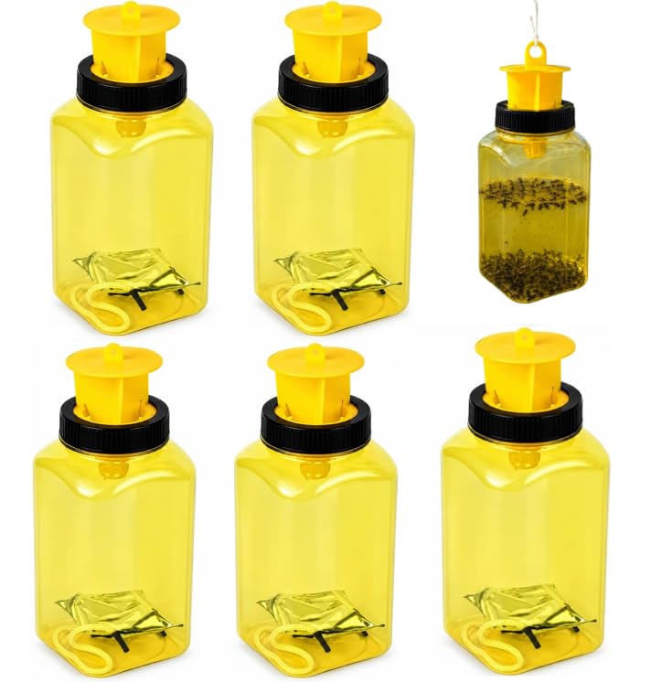 Hanging Fly Traps, Reusable Fly Catcher Bottle, Flies Trap with Bait, Long Lasting Flies Lure for Outdoor Garden Patio BBQ Areas Farm Horse Barn (5PCS, A) — image 1
