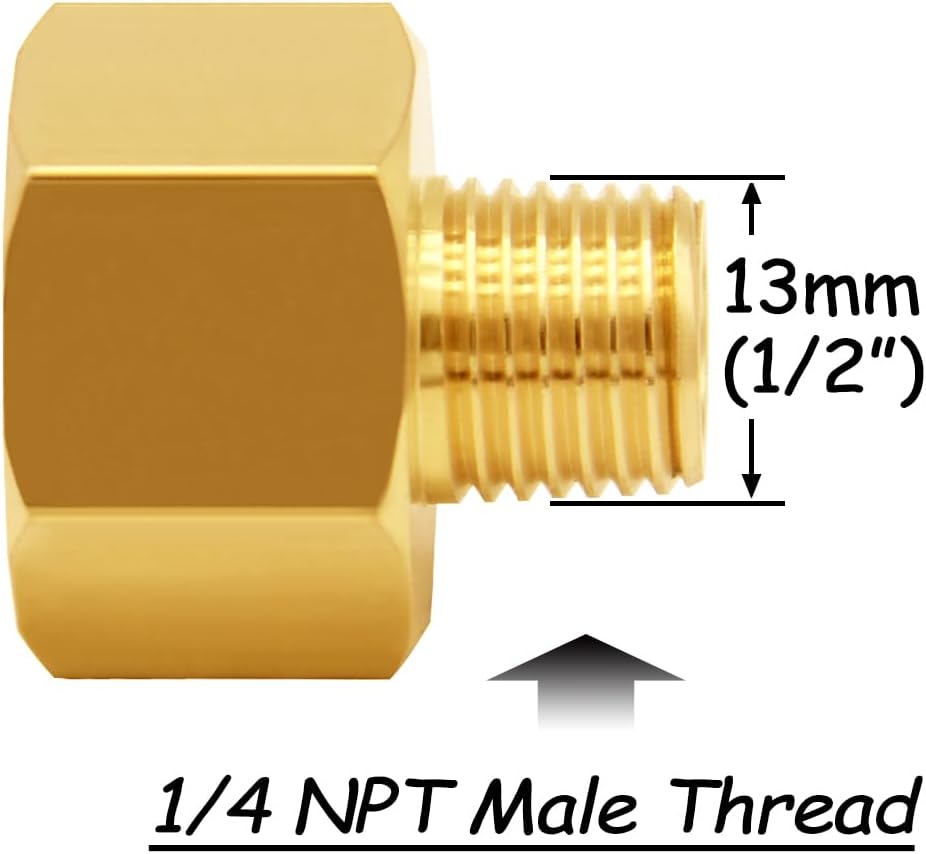 Uenede 3PCS Brass Reducer Adapter, 1/2" NPT Female to 1/4" NPT Male Thread, Hex Reducing Pipe Fitting Coupler Nipple Connector for Water/Oil/Gas