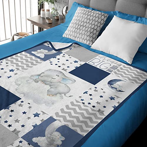 Hawskgfub Baby Toddler Boy Sleeping Elephant Blanket Blue, Nursery Dream Big Little One You Are So Loved Star Flannel Fleece Bed Swaddling Blankets, Soft Newborn Baby Shower Kids Crib Bedding 30 X 40 #TOP3