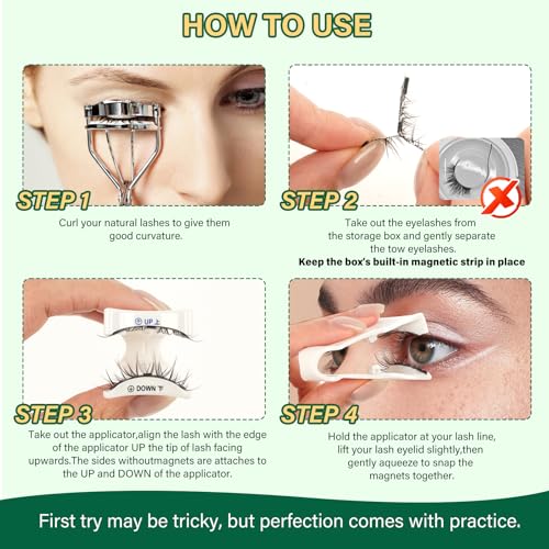 KEYYOU Reusable Magnetic Eyelashes 2 Pair with Applicator No Glue Needed 3D Natural Magnetic Lashes, Easy to Apply & Long Lasting for Daily Use & Events(A05+A05) — view 6