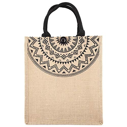 Acouto Sac Fourre-tout en Jute, Sac Fourre-tout Carré Vintage en Jute Sac à Main en Jute Sac Fourre-tout à Bandoulière Utilisé pour les Sacs à Provisions pour Dames Artisanat de Bricolage(M) Cover