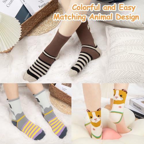 Chalier Cozy Damen Socken Tiere Lustige Bunte Socken Baumwolle mit Süße Katze Socken Geschenk für Damen Einheitsgröße (Hamster)