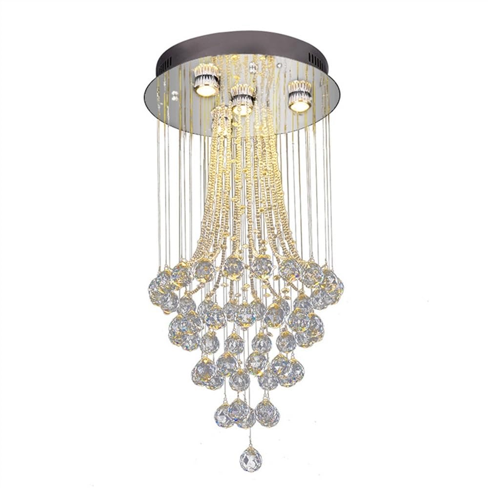 Lampadario moderno, Lampade a sospensione, Lampadario a LED di cristallo di grandi dimensioni di lusso Lampadario moderno a sospensione a goccia di pioggia a spirale Lampada da soffitto alta for monta