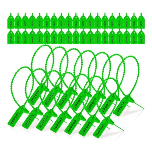 Grimmstr Plastic Tamper Seal Label Seal Security Number Zipper Collar 250mm Length 2000Piece Green