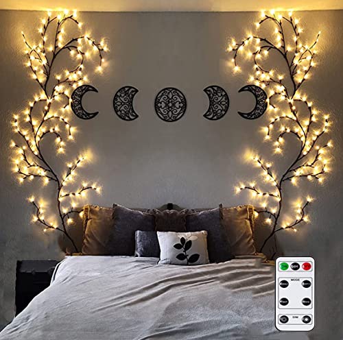 GOESWELL Luminous Willow Vine Wall Decoration Lights,144LEDs Indoor Tree Vine Decorative Lights mit Fernbedienung on/Off Dimmer,Suitable for Festival Ornament Create a Romantic Atmosphere