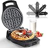 Belgian Waffle Maker, 8 Inch Flip Waffle Irons with Non-Stick Surfaces, 900W Waffle Makers with Temperature Control, 4 Slice, Black, ETL Certificated, Aigostar