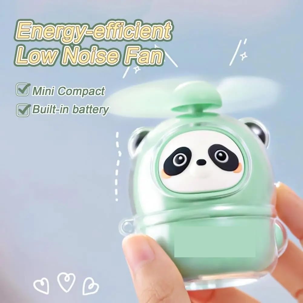 Handheld Fan Panda USB Rechargeable Portable Cartoon Electric With Soft Blades Low-Noise Personal Pocket(WHITE)