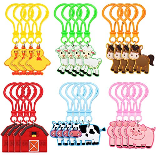 Jadive 24 Pcs Farm Barnyard Party Supplies Keychains Kids Birthday