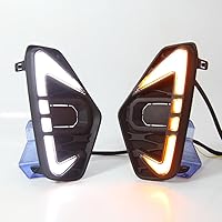 Vista 6 de Luz de circulación diurna LED para Nissan Navara Frontier NP300 2020 2021, 6000K blanco parachoques delantero escaneo DRL + Streamer señales de giro