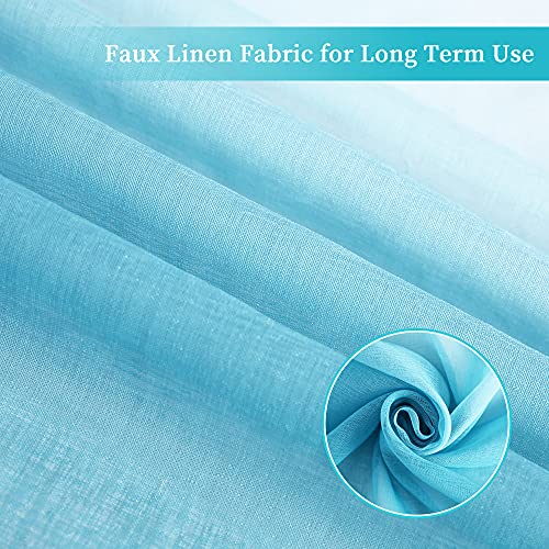 Anjee Sheer Outdoor Curtains Ombre Teal For Patio Waterproof Grommet Top Rod Pocket Bottom Semi Sheer Privacy Drapes With 2 Tiebacks For Gazebo, Porch, Sliding Door, 2 Panels 54 Wide X84 Length #TOP4