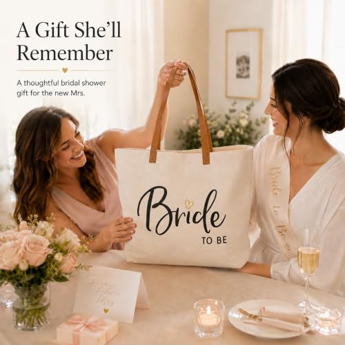 Image of ELEGANTPARK Bride Gifts Bride to Be Bag Engagement Wedding Gifts Bridal Shower Bachelorette Party Large Travel Shoulder Bag Canvas Totes with Zipper