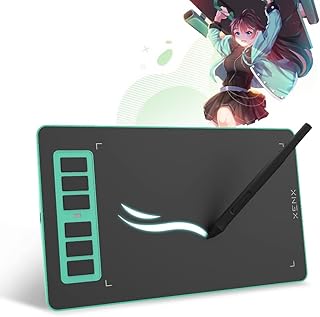 XENX P1 MacOS and Android Supported Graphic Drawing Tablet P1-640 6x4 inch with 6 Shortcut Keys, 8192 Pressure Levels Battery-Free Pen for Digital Art, Design, E-Learning/Online Classes, Green