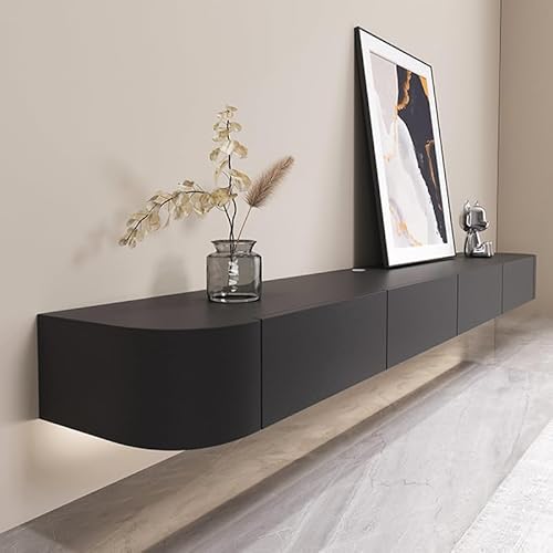 FGNIXLN Mueble TV, Ancho de 180 cm, Mueble TV Suspendido,Mueble TV Salon, Mesa para TV Adecuado para el Salón y el Dormitorio (Negro 180 cm)