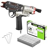 meite SC7C-I2 Pneumatic Hog Ring Gun with 2000PCS 15GA Hog Rings, 15 Gauge 3/4' Crown Hog Ring Pliers, 5.5-6.0 mm Closure, Upgrade Trigger Air C Ringer Pliers for Mattress, Seat Assembly