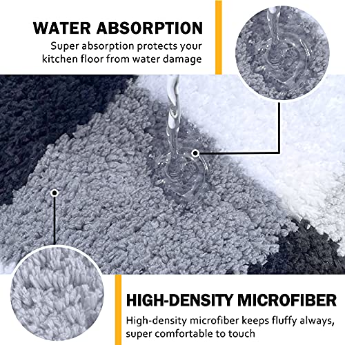 Earthall Buffalo Plaid Bathroom Rug Set 2 Pieces 20”X30”+20”X60”, Non Skid Washable Microfiber, Soft Absorbent Kitchen Rugs And Mats Set For Floor, Kitchen, Hallway, Bathroom, Laundry, Office #TOP3