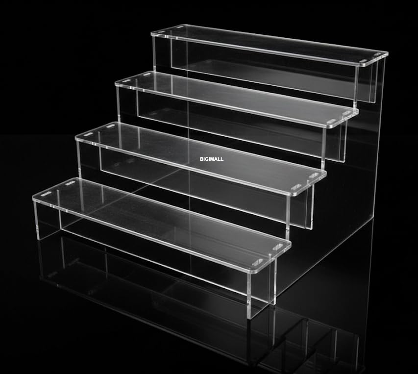 BIGIMALL Clear Acrylic Riser Stand for Funky Figure Display,Stand 4 layer / 4 step (SMALL, 10 inch x 10 inch x 6 inches) (PARTS NEEDS TO BE CAREFULLY ASSEMBLED). Product is for light weight objects display-image-3