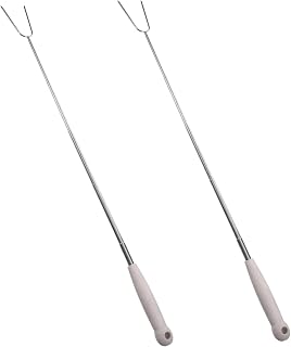 DECHOUS 2pcs Stainless Steel Bbq Forks Hot Dog Roasting Sticks Outdoor Grill Utensils High-temperature Resistant for Camping Cooking Meat Easy to Carry