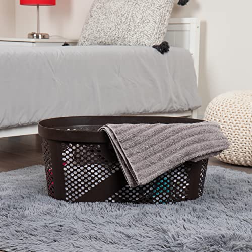 Mind Reader Basket Collection, Laundry Basket, 40 Liter (10Kg/22Lbs) Capacity, Cut Out Handles, Ventilated, Brown #TOP1