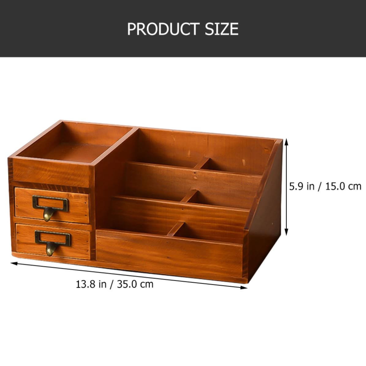 FRCOLOR Organizzatore da Scrivania a 6 Scomparti 2 Cassetti in Legno
