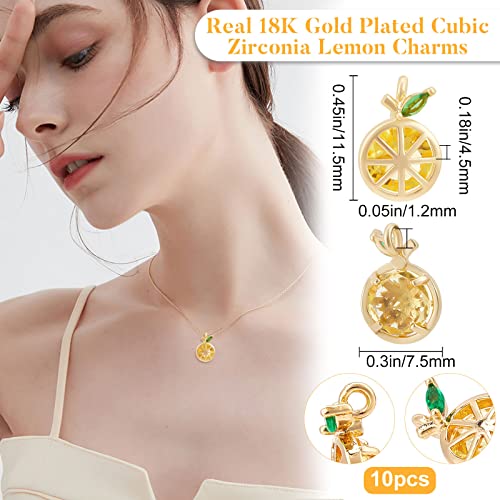 Beebeecraft 10Pcs/Box Lemon Charms 18K Gold Plated Brass Yellow Fruit Charms Jewelry Making Findings for DIY Summer Bracelet Necklace Earring Making (11.5×7.5×4.5mm) - Image 2