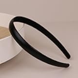 Black Headbands for Women and Girl - Thin Black Satin Headband, Fashion Plastic Hard Headpiece, Cute Headpiece Hair Accessories for Women