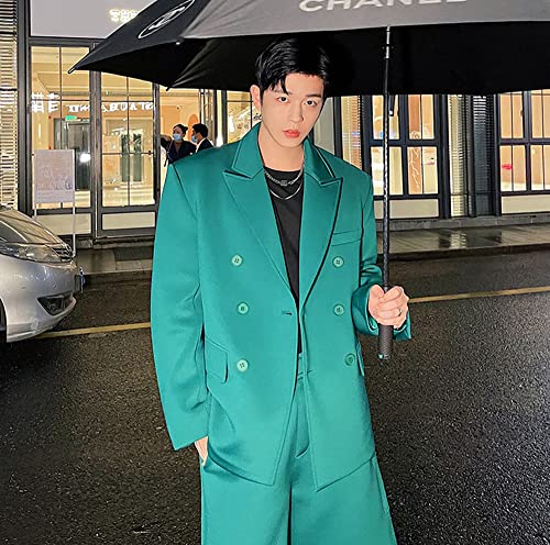 Men's Two Pieces Suit Loose Fit Double Breasted Interview Activity Tuxedos3