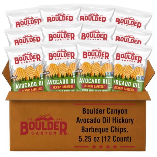 Boulder Canyon Avocado Oil Hickory Barbeque Kettle Chips, 5.25 oz (12 Ct)