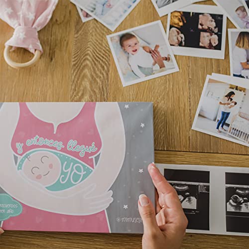 Mimuselia herinneringsalbum voor het eerste jaar van de baby. En dan komt Yo, hardcover-fotoalbum en informatie voor pasgeborenen maand na maand - Image 7